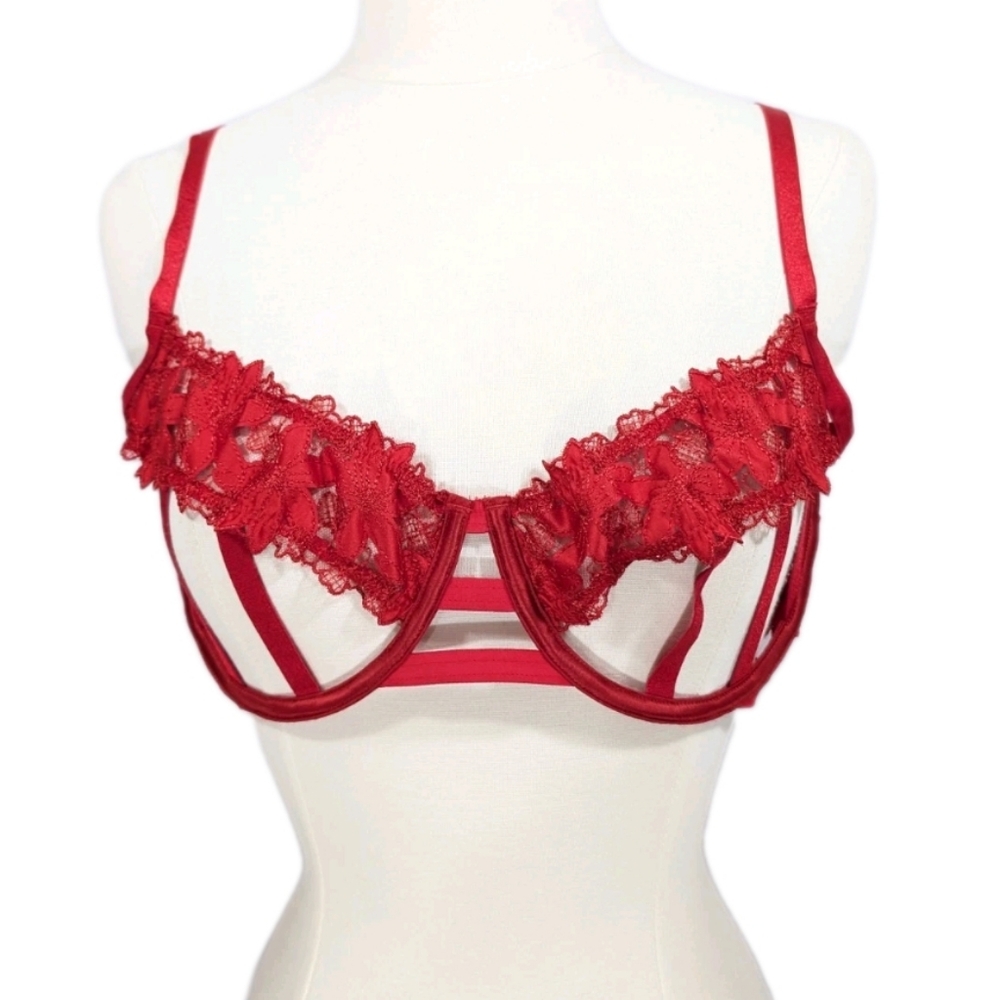 Victoria's Secret Very Sexy Cage Bra 36D New Women Open Cup VS gift red